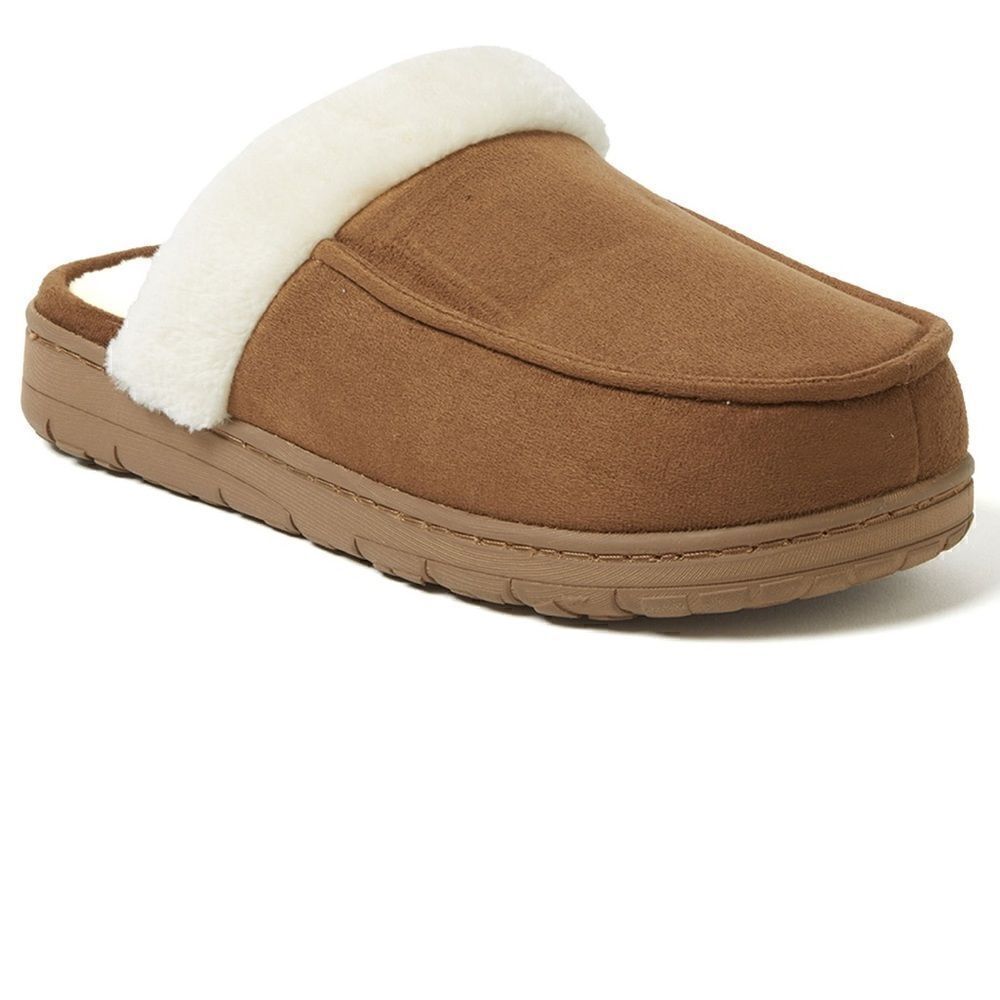 NEW- Dearfoams Cozy Comfort Women's Microsuede Moc Toe Scuff Slippers Chestnut - Picture 6 of 7